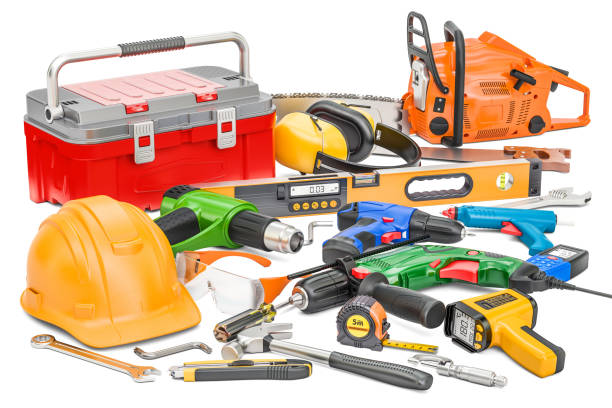 set of hand tools, 3d rendering isolated on white background